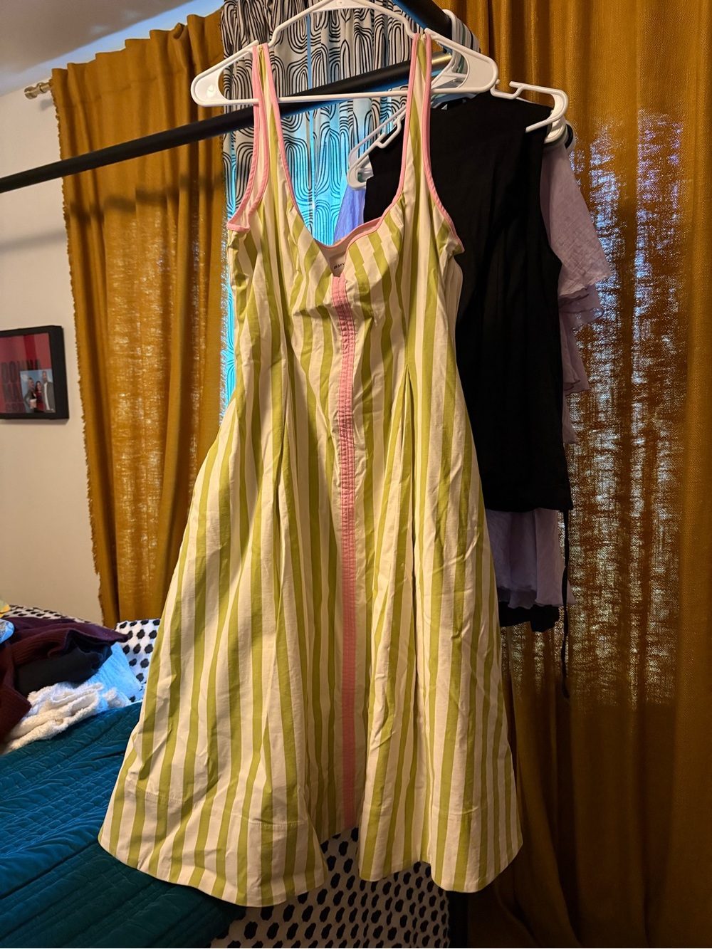 NWT Maeve Lime Green and Pink Striped Midi Dress - Picture 4 of 6